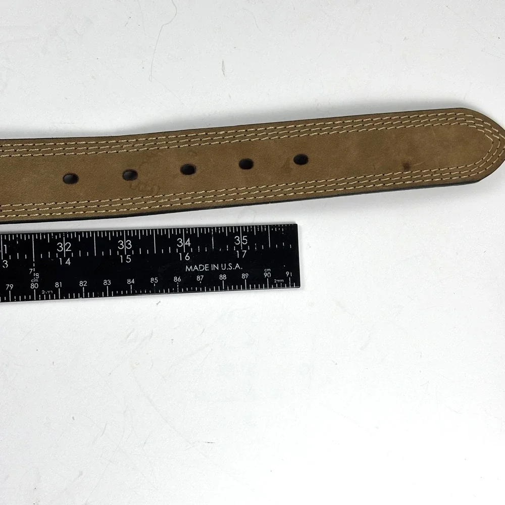 Carhartt Leather Belt Mens 34‎ Brown Triple Stitched Solid Brass Rugged Workwear